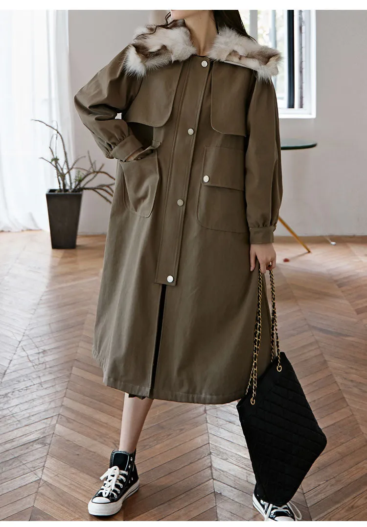 8GIRLS DESIGN PARKA COAT WITH FAUX FUR COLLAR