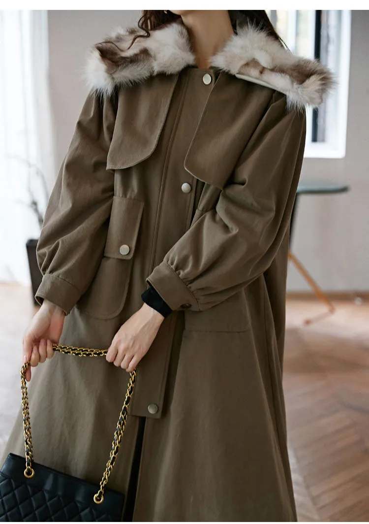 8GIRLS DESIGN PARKA COAT WITH FAUX FUR COLLAR