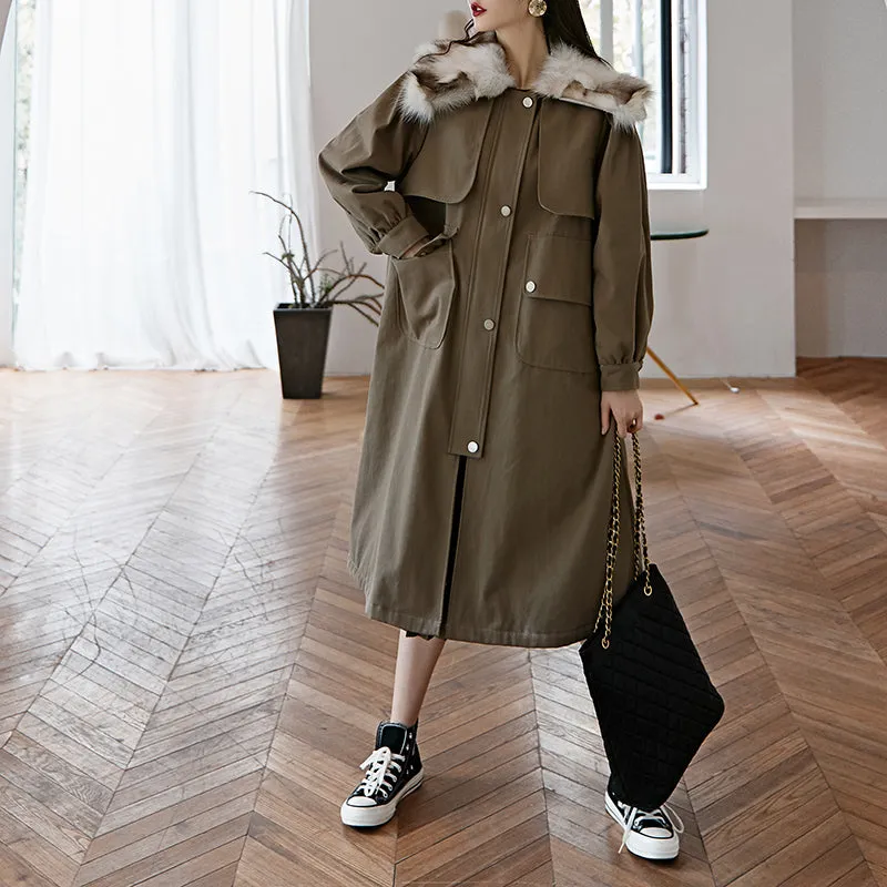 8GIRLS DESIGN PARKA COAT WITH FAUX FUR COLLAR