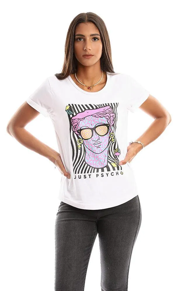 95470 Printed "Just Psycho" Short Sleeves Cotton Tee