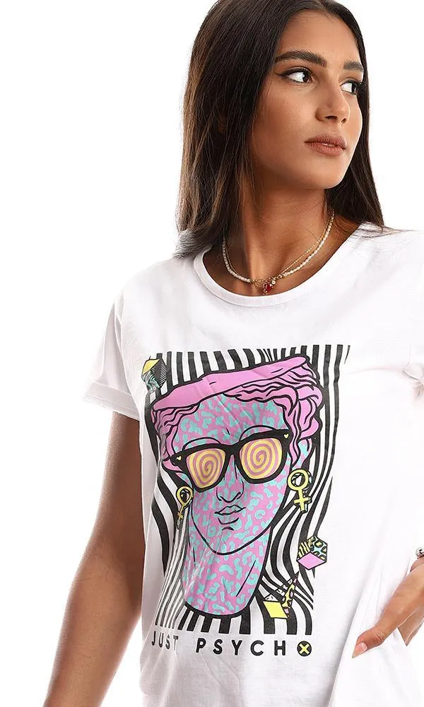 95470 Printed "Just Psycho" Short Sleeves Cotton Tee