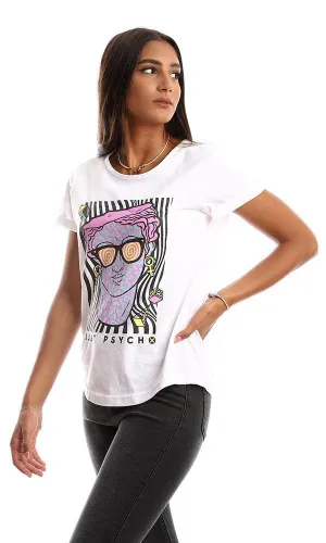 95470 Printed "Just Psycho" Short Sleeves Cotton Tee