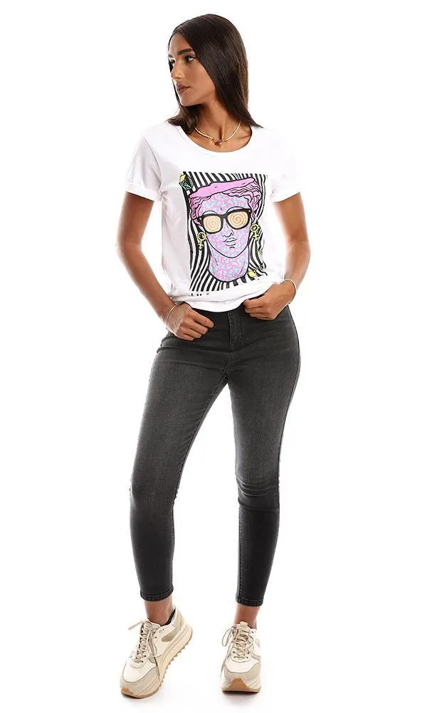 95470 Printed "Just Psycho" Short Sleeves Cotton Tee