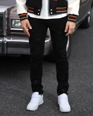 Black Jeans with Straight Leg & Star Patch-Mexico Local Delivery
