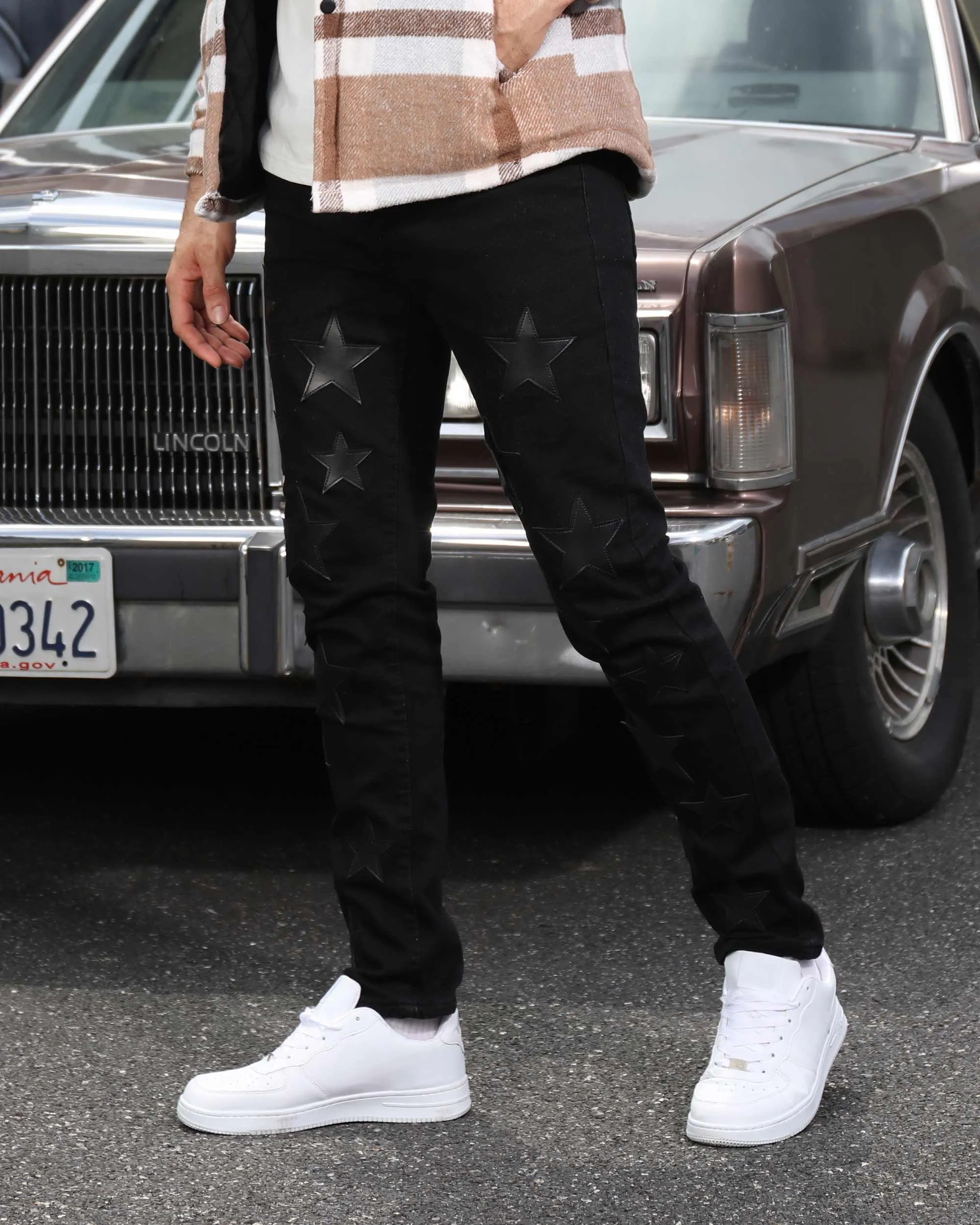 Black Jeans with Straight Leg & Star Patch-Mexico Local Delivery