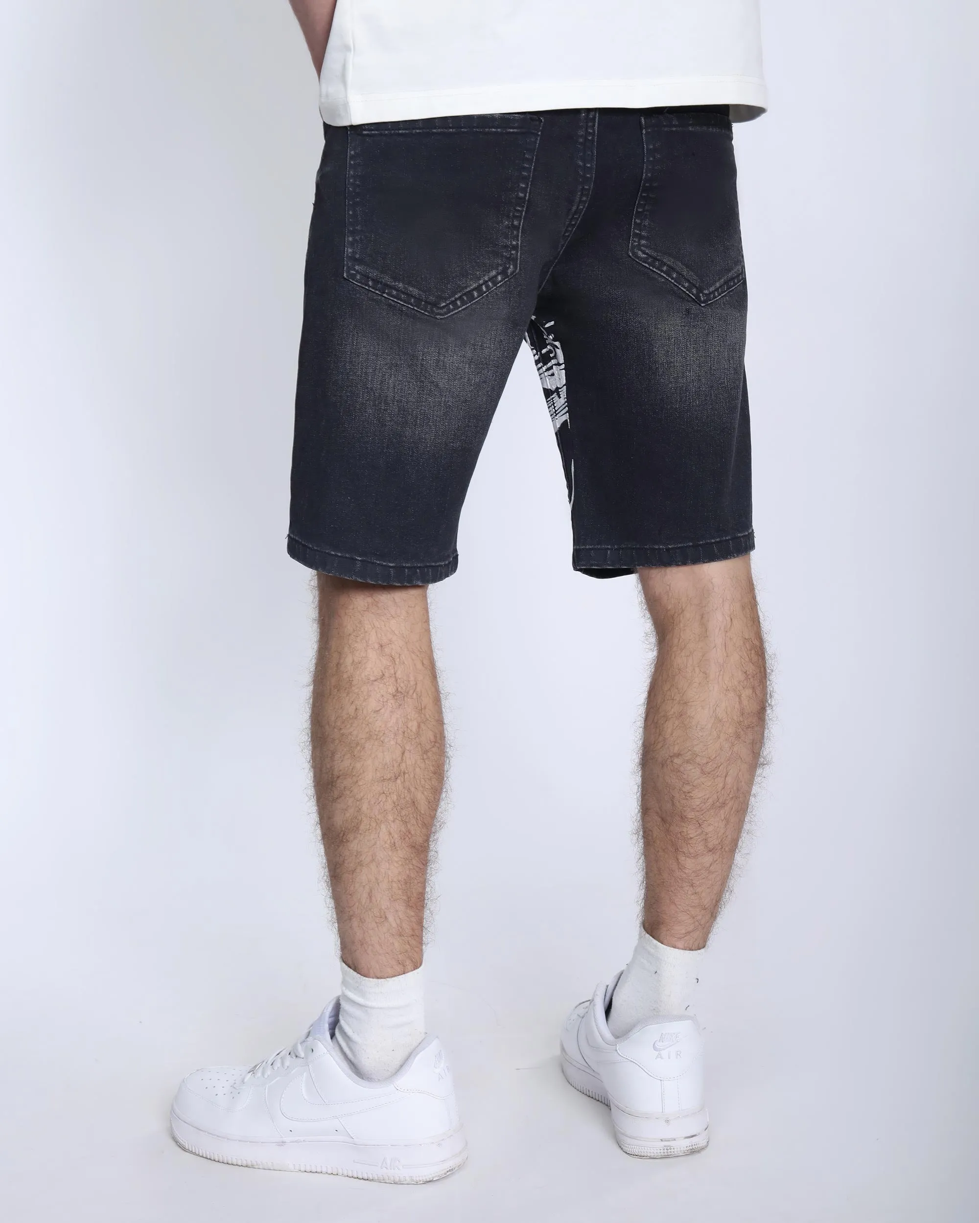 Black Ripped Denim Shorts: Street Art Vibes-Mexico Local Delivery