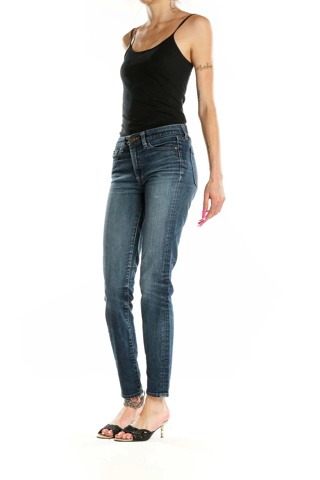 Blue Straight Leg Denim Jeans