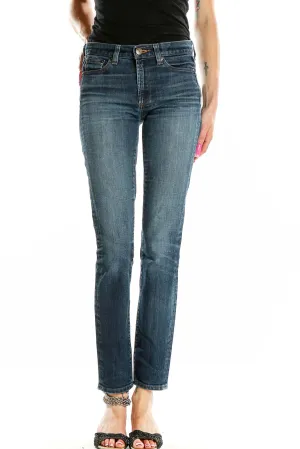 Blue Straight Leg Denim Jeans