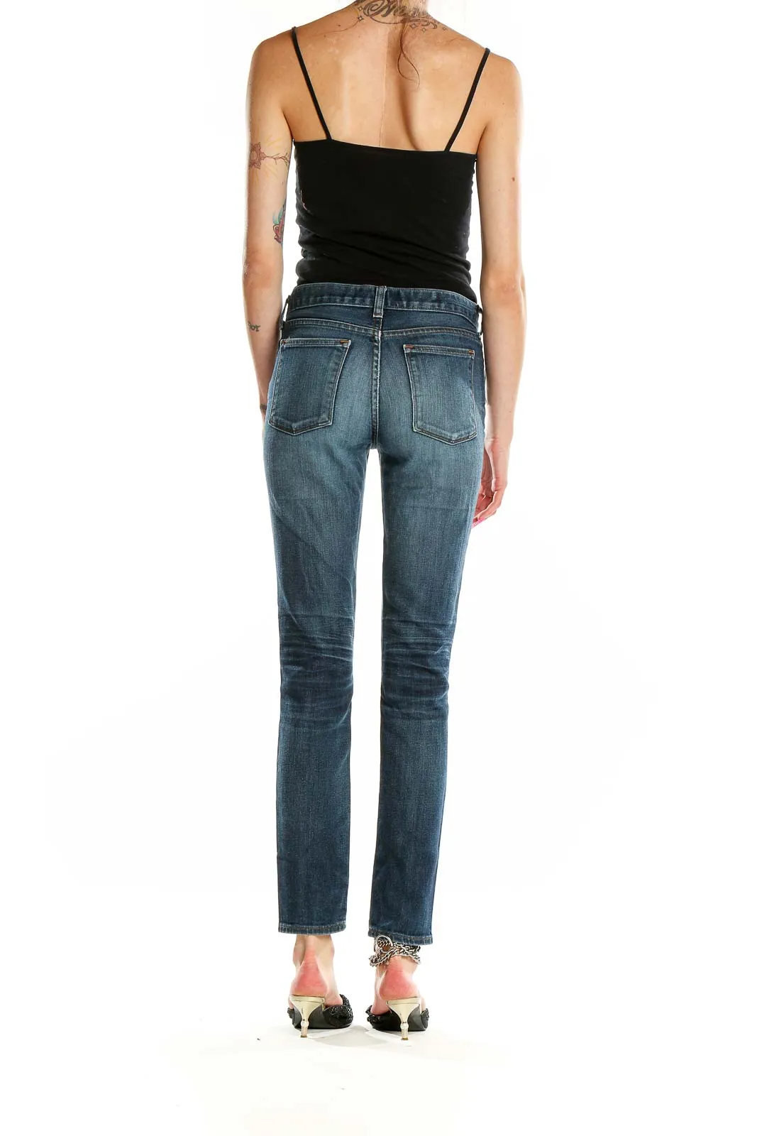 Blue Straight Leg Denim Jeans