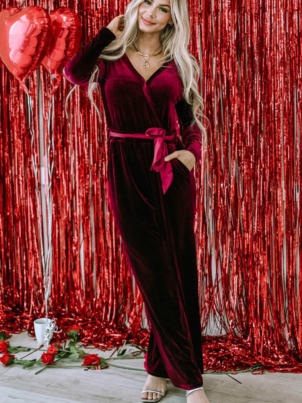 Burgundy Velvet Jumpsuit: Elegant Evening Wear
