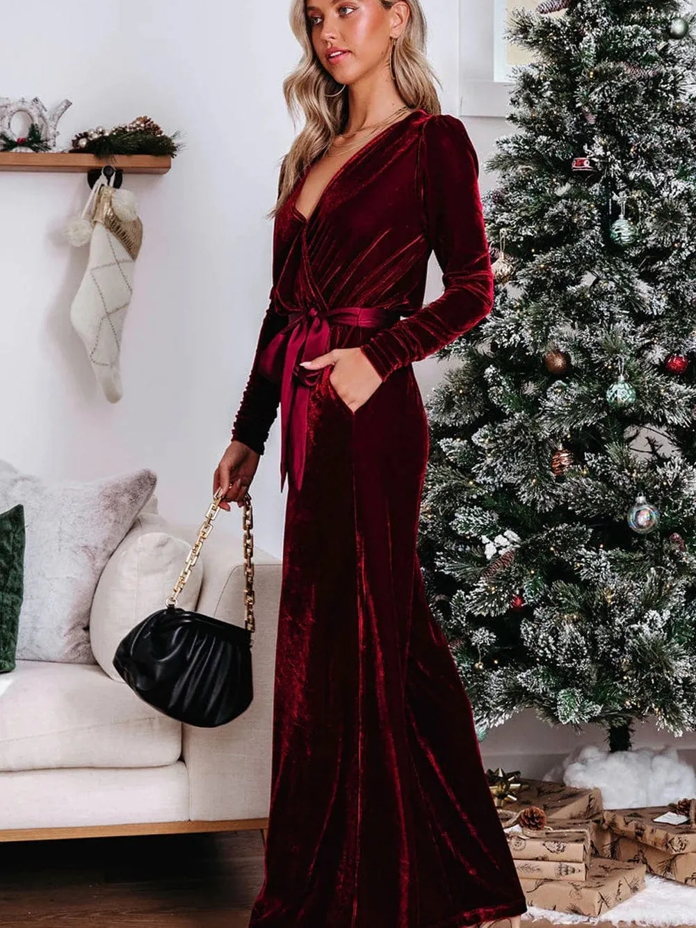 Burgundy Velvet Jumpsuit: Elegant Evening Wear