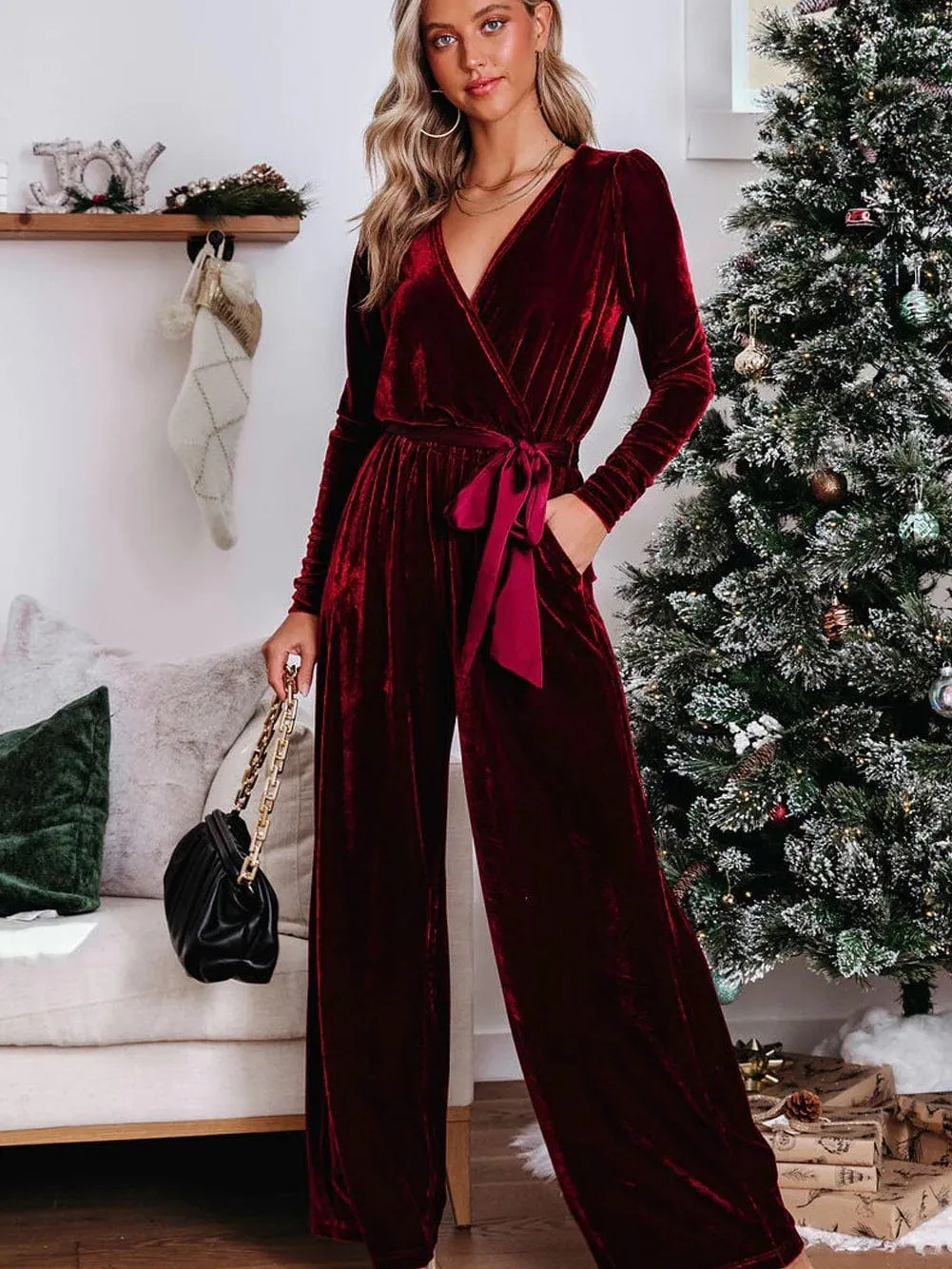 Burgundy Velvet Jumpsuit: Elegant Evening Wear