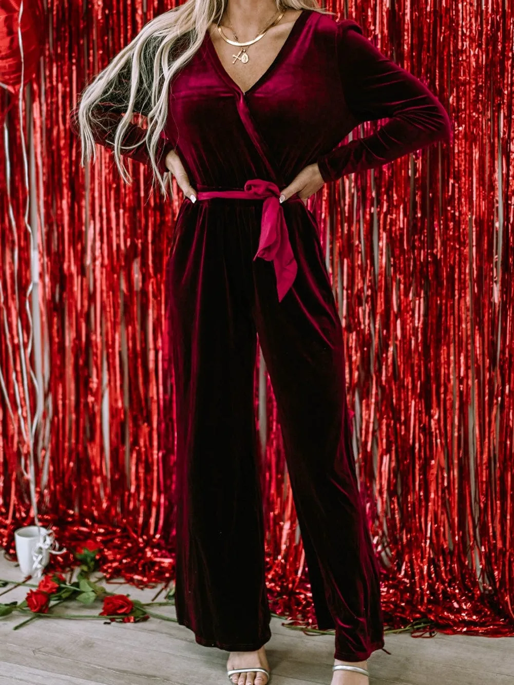 Burgundy Velvet Jumpsuit: Elegant Evening Wear