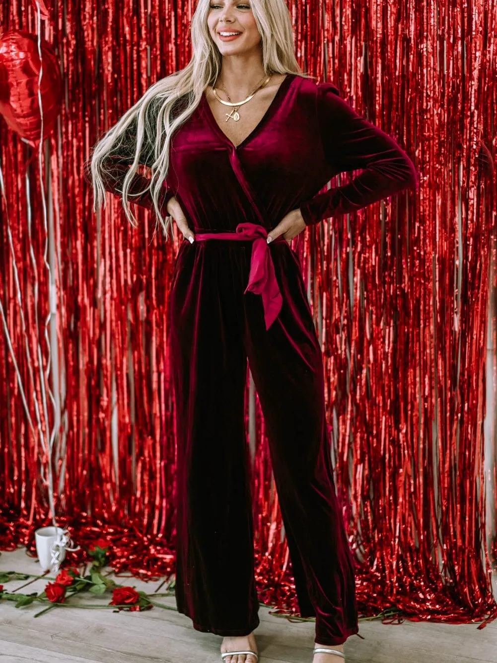 Burgundy Velvet Jumpsuit: Elegant Evening Wear