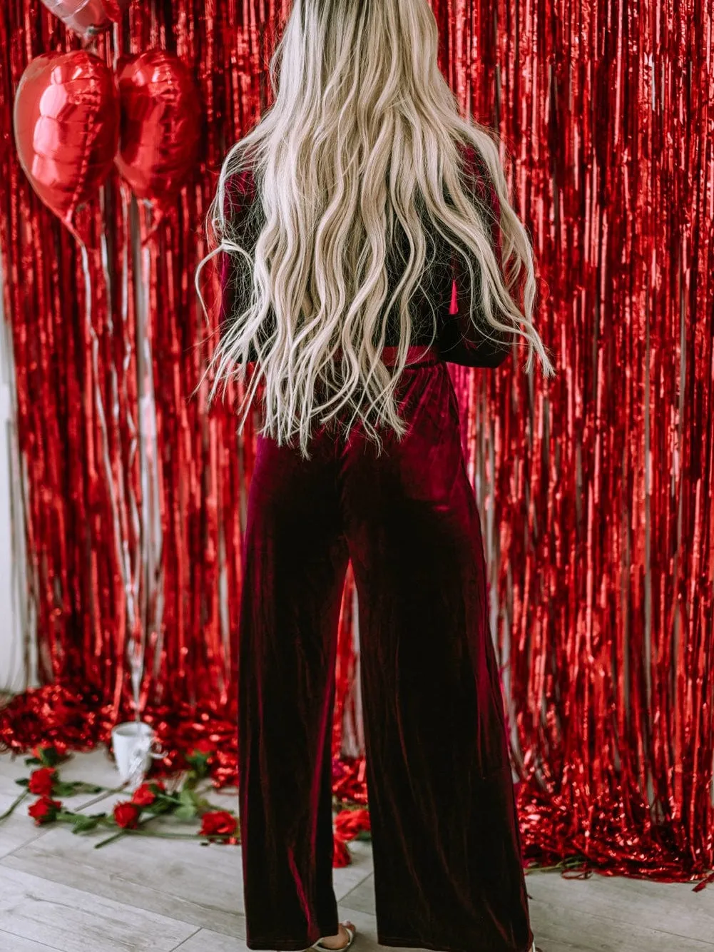 Burgundy Velvet Jumpsuit: Elegant Evening Wear