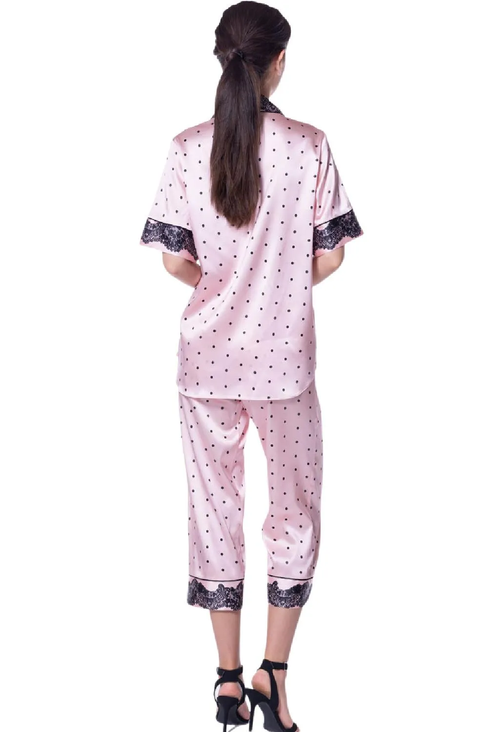 Christine Amelie Print Cropped Pajama Set, Chiffon Print (AME6046)