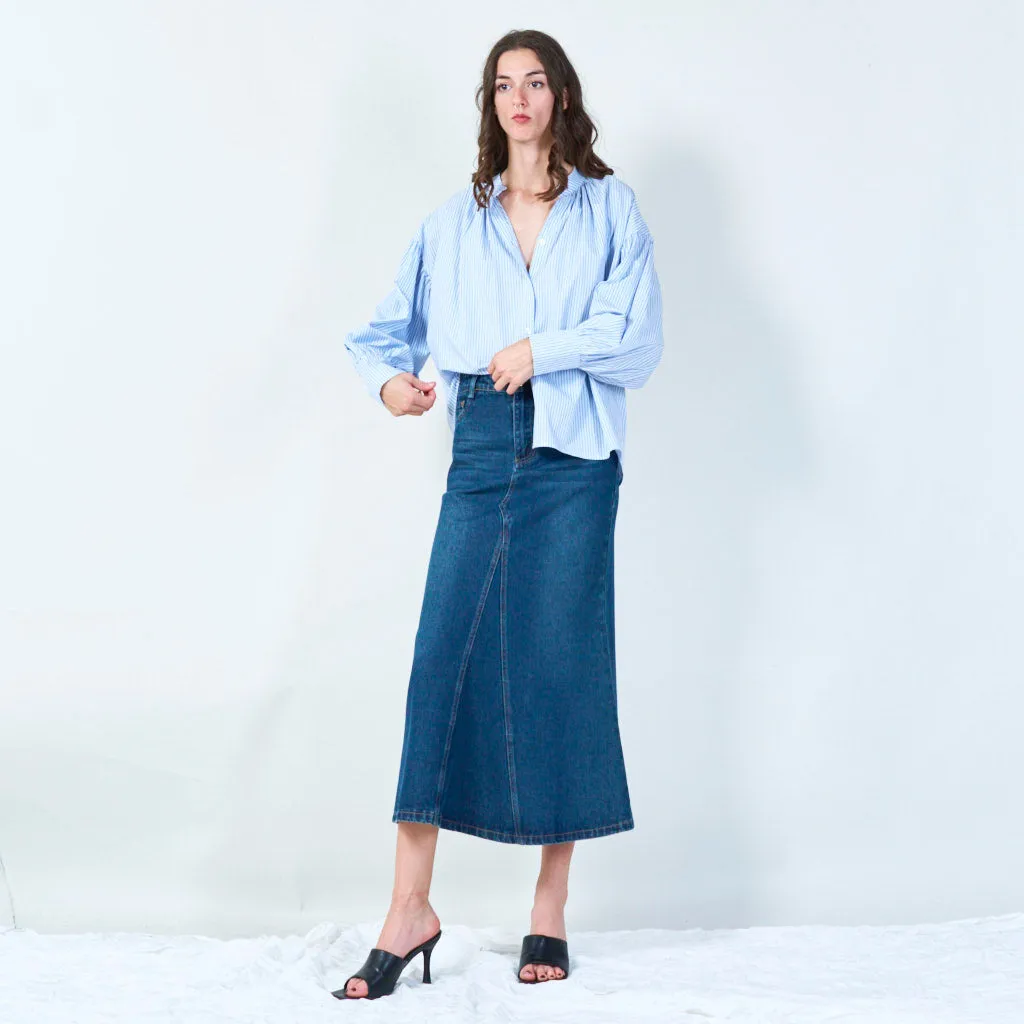Classic denim midi skirt wholesale