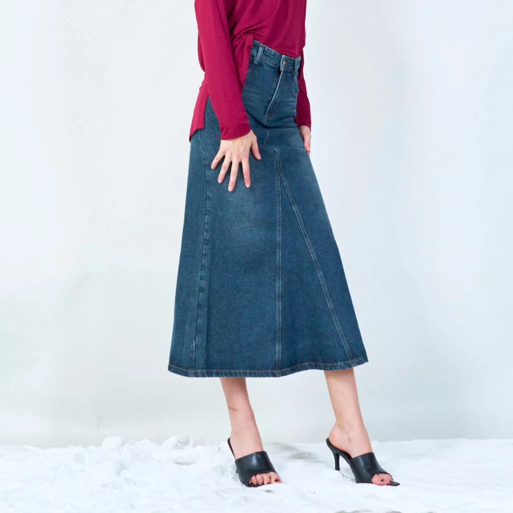 Classic denim midi skirt wholesale