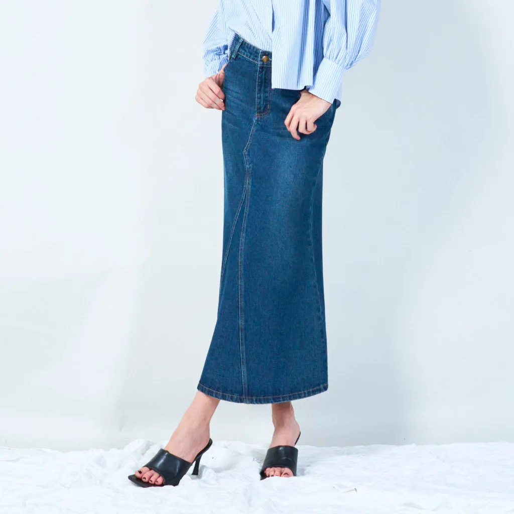 Classic denim midi skirt wholesale