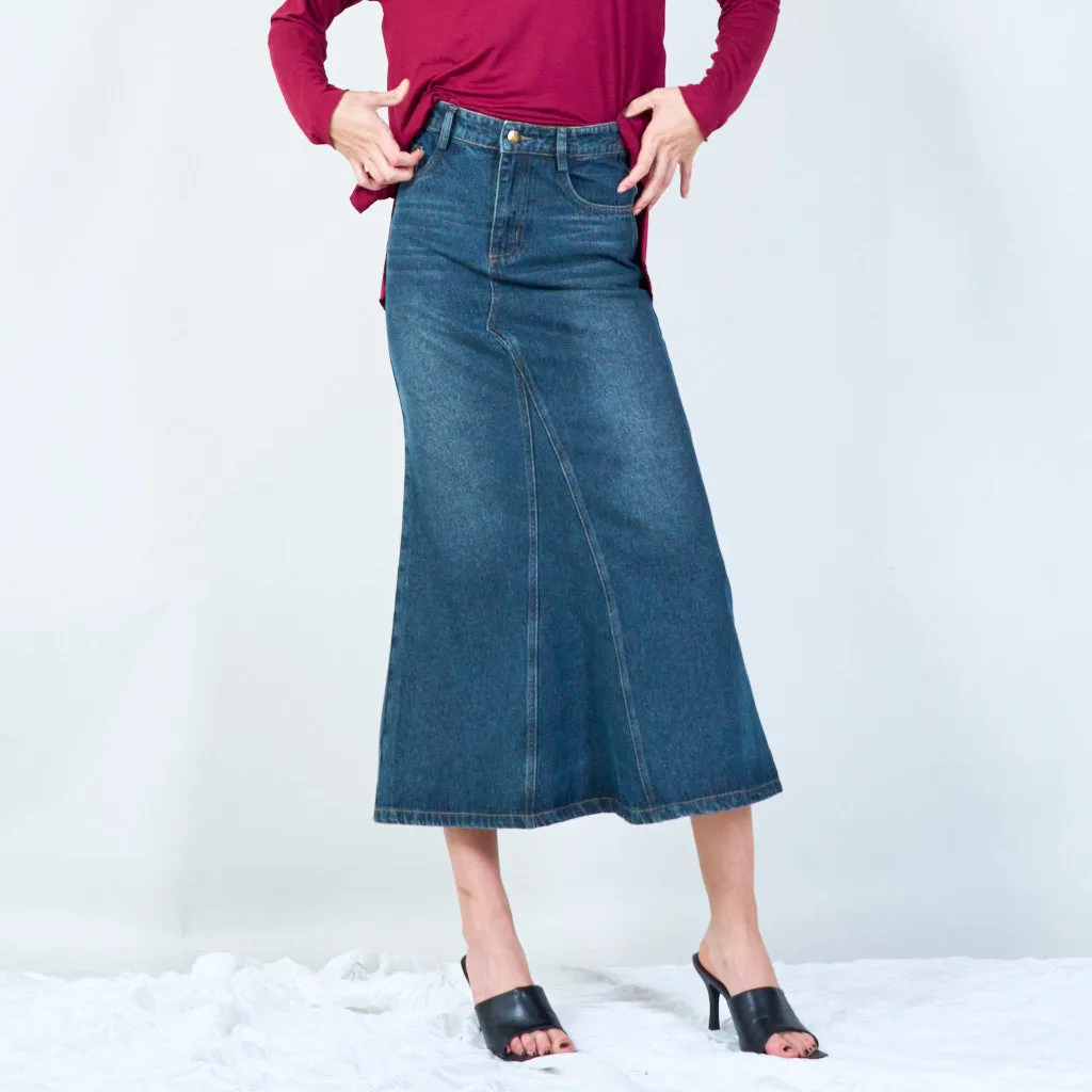 Classic denim midi skirt wholesale