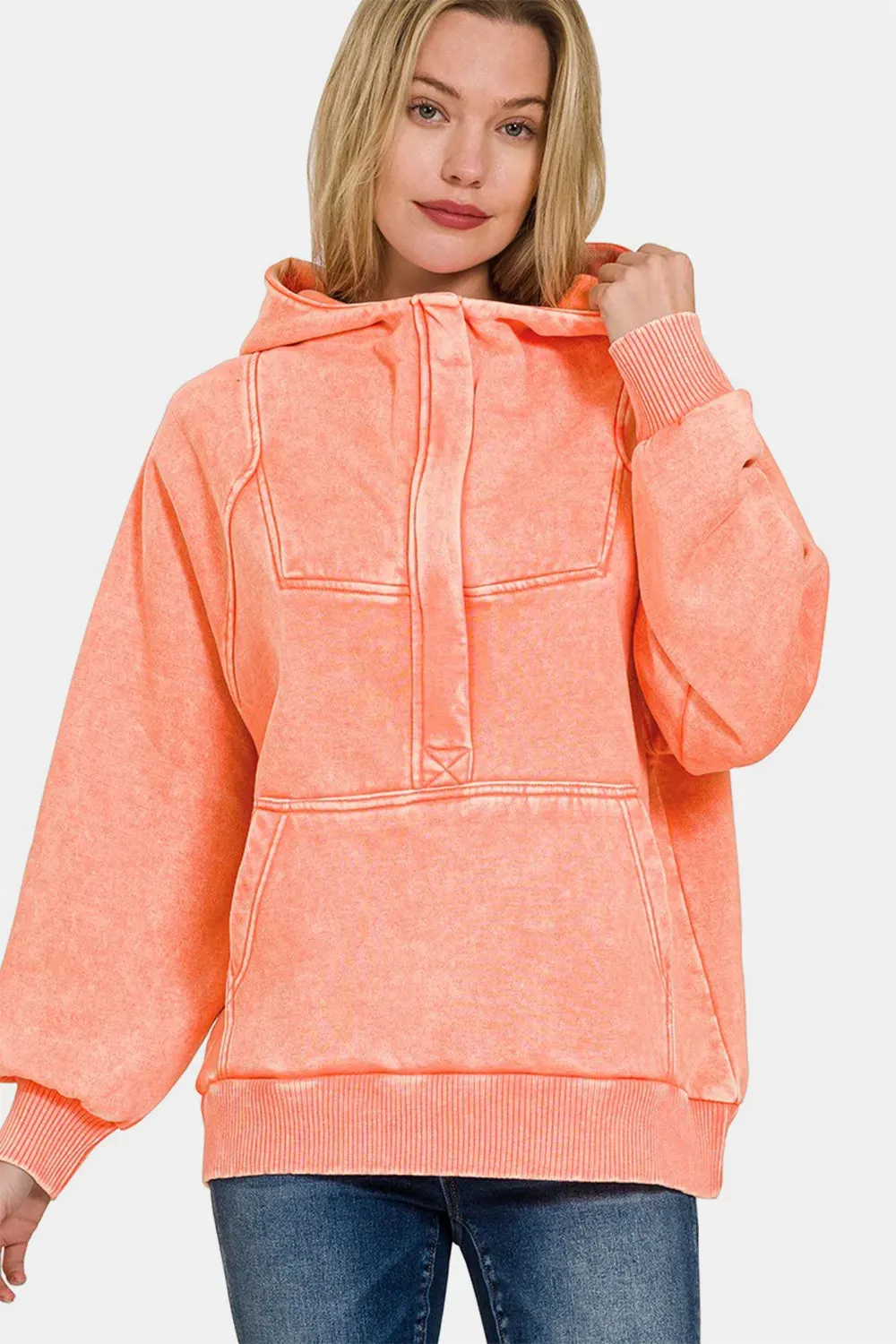 Corel Acid Wash Fleece Kangaroo Hoodie