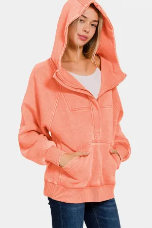 Corel Acid Wash Fleece Kangaroo Hoodie