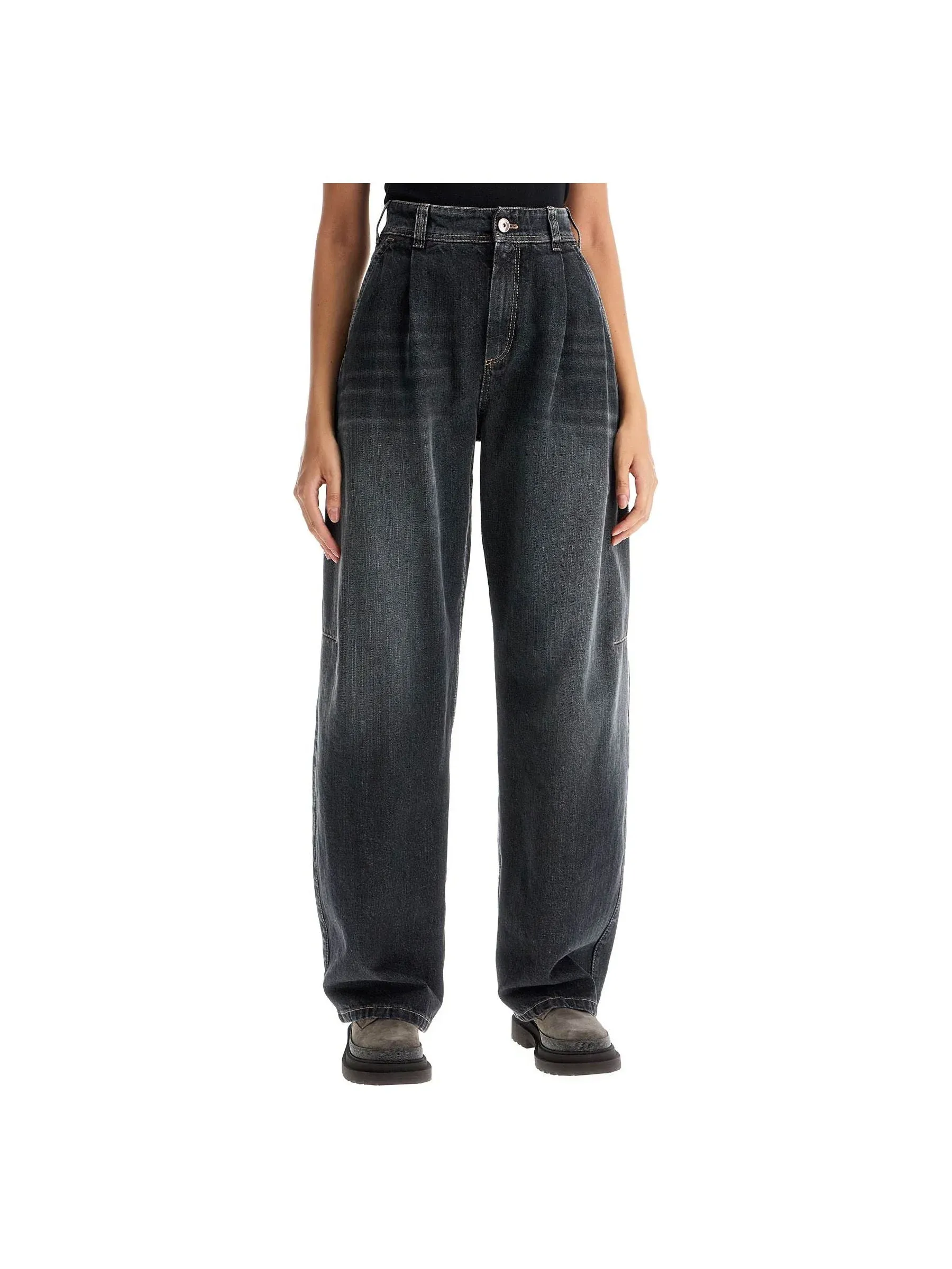 Curved Leg Denim Jeans