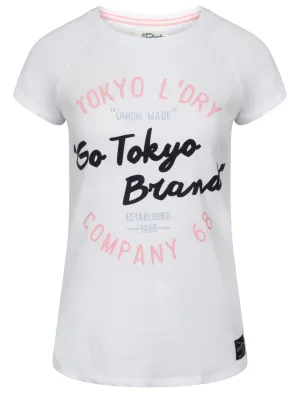 Dala Flocked Motif T-Shirt in Optic White - Tokyo Laundry