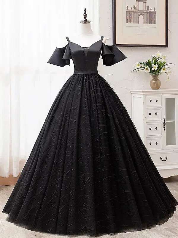 Elegant Spaghetti Straps Ball Gown Prom Dresses  Satin Tulle Evening Gowns PD517