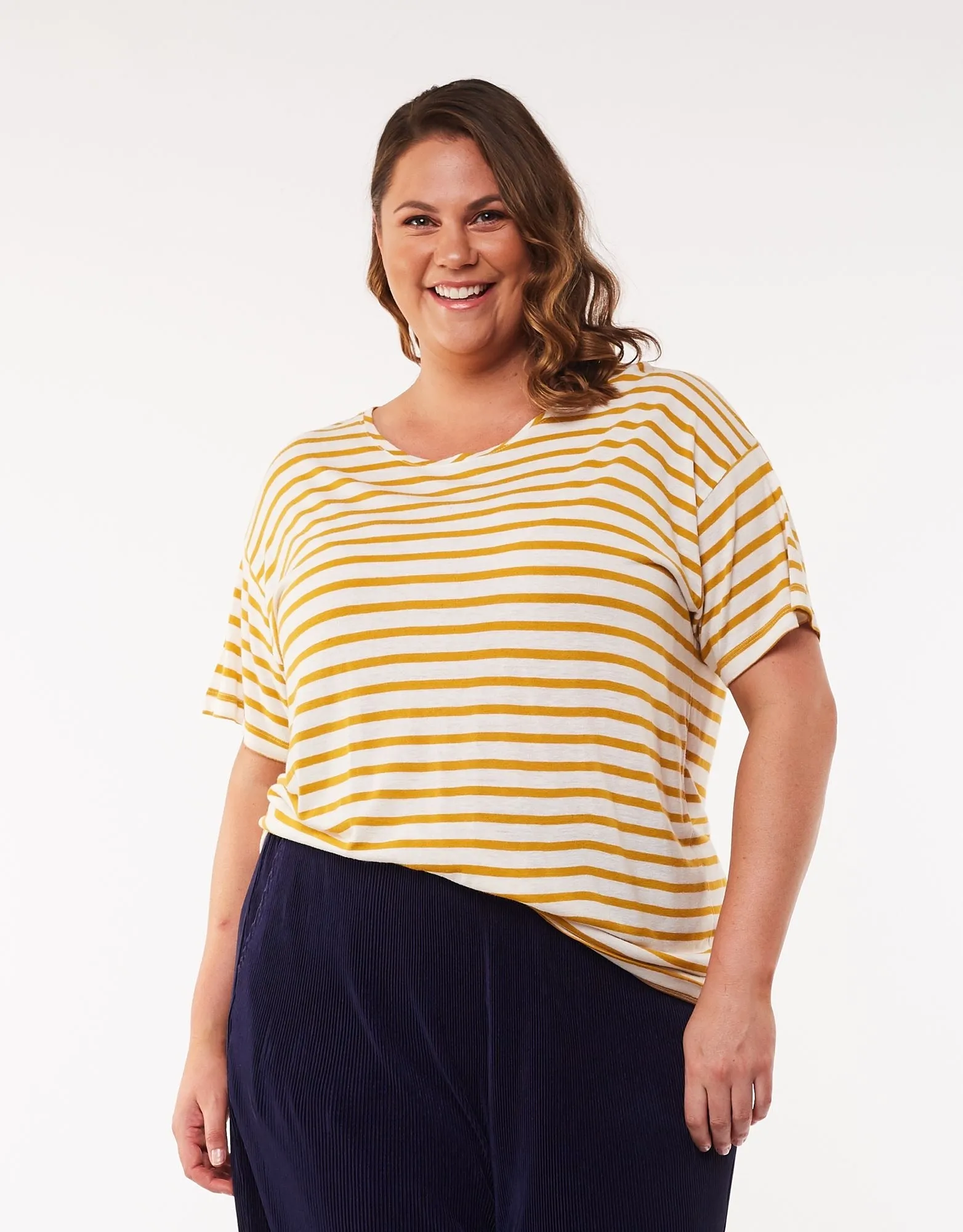 Elm Collette Stripe Tee - Mustard