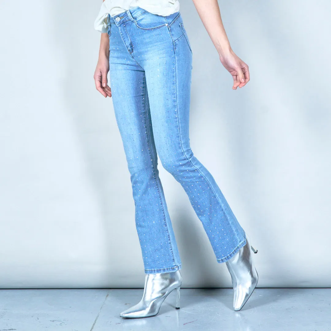 Embellished flared denim jeans wholesale