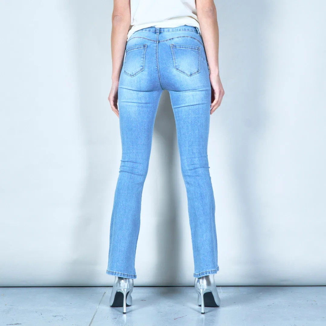 Embellished flared denim jeans wholesale