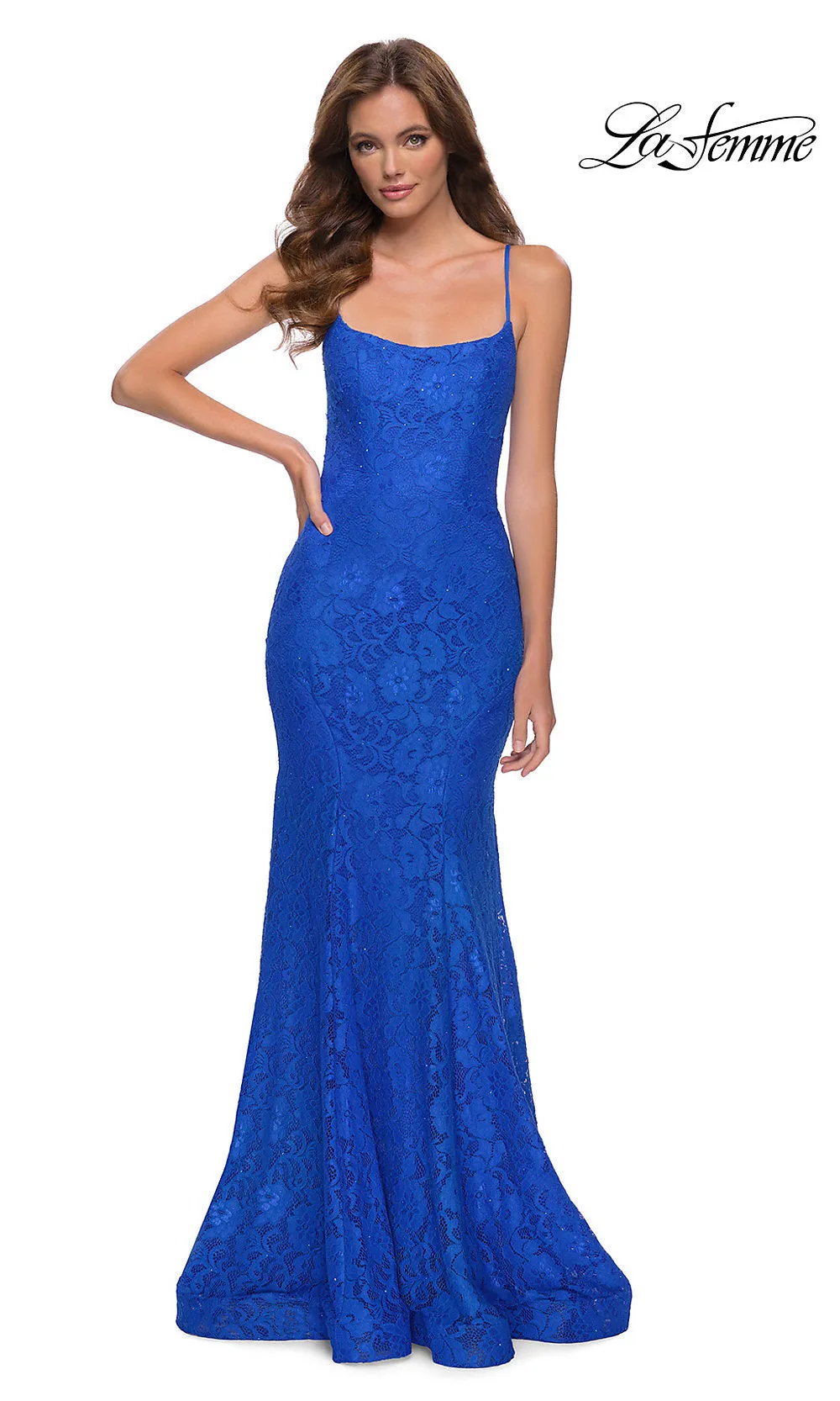 Floral-Lace Long La Femme Mermaid Prom Dress