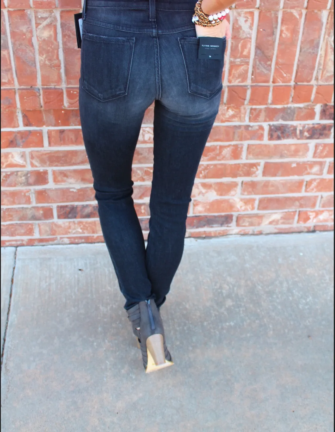 FLYING MONKEY Distressed BLACK CROW Midrise Skinny Jean