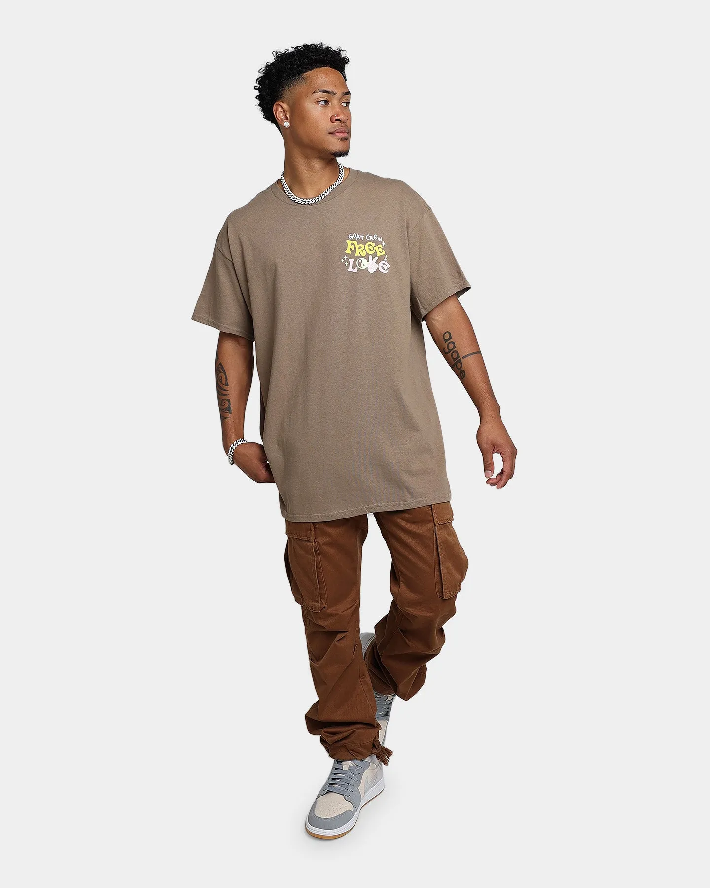 Goat Crew Free Love T-Shirt Brown