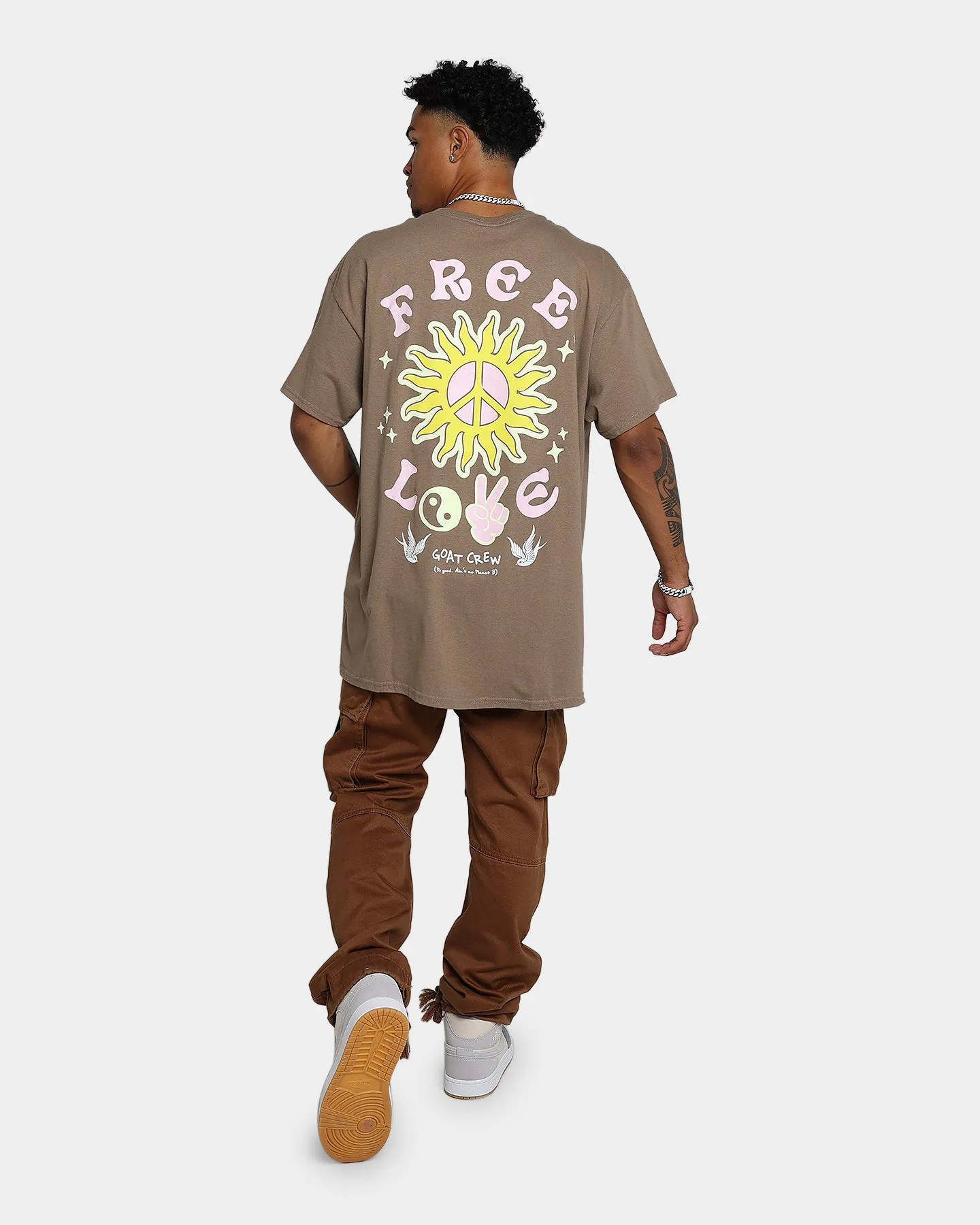Goat Crew Free Love T-Shirt Brown