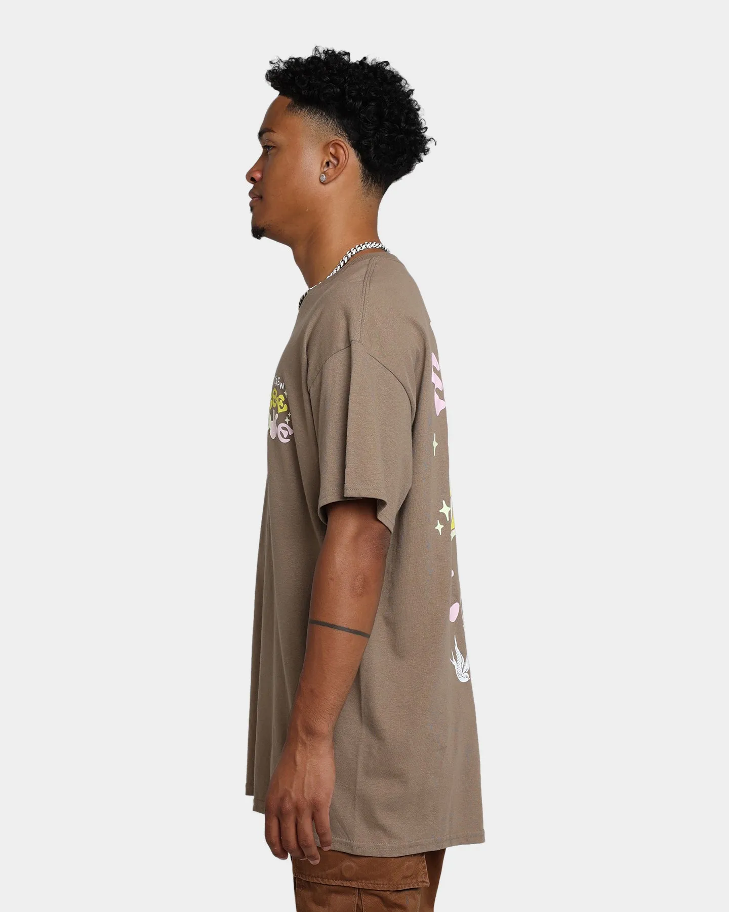 Goat Crew Free Love T-Shirt Brown