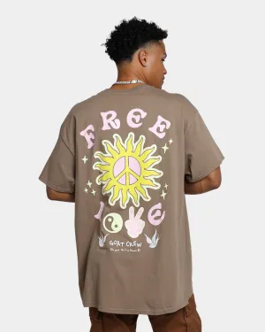 Goat Crew Free Love T-Shirt Brown
