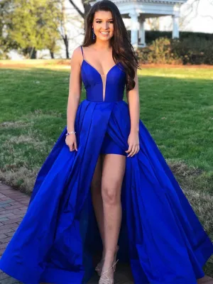 Gorgeous Satin Spaghetti Straps Ball Gown Prom Dresses 3348