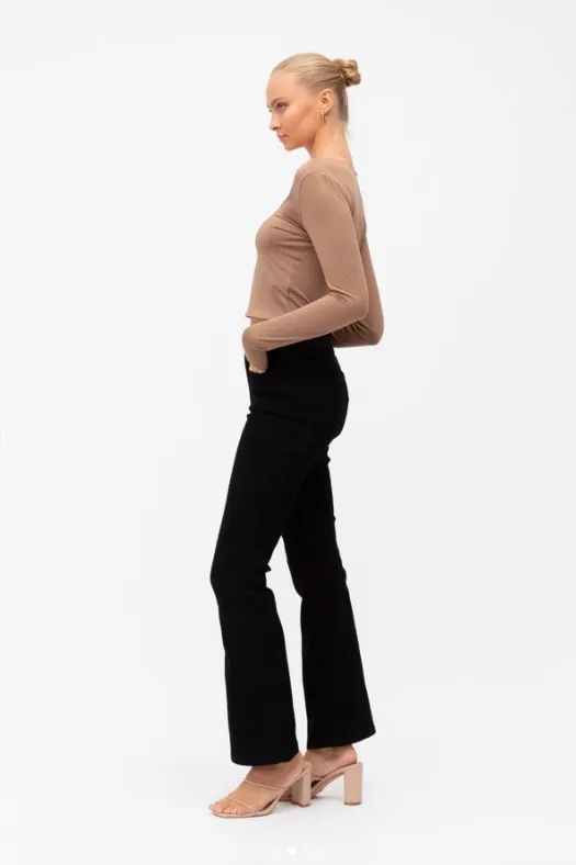 HIGH WAISTED BOOT LEG JEAN- BLACK | PAPERHEART