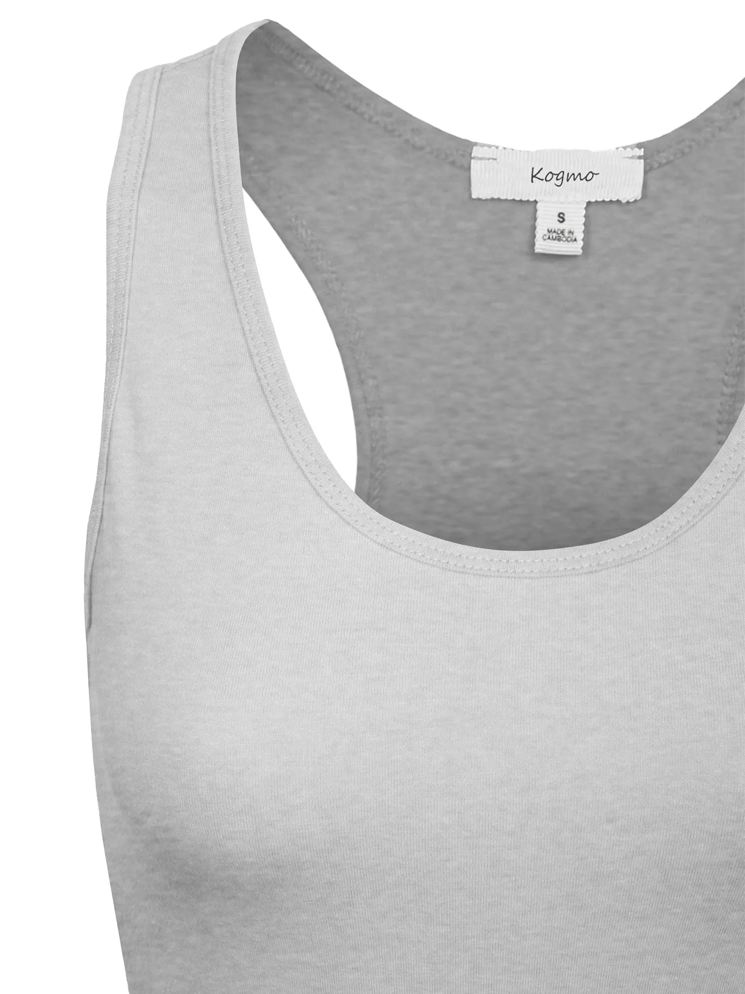 KOGMO Women's Basic Stretchy Cotton Spandex Racerback Tank Top 3-Pack (S-XL)