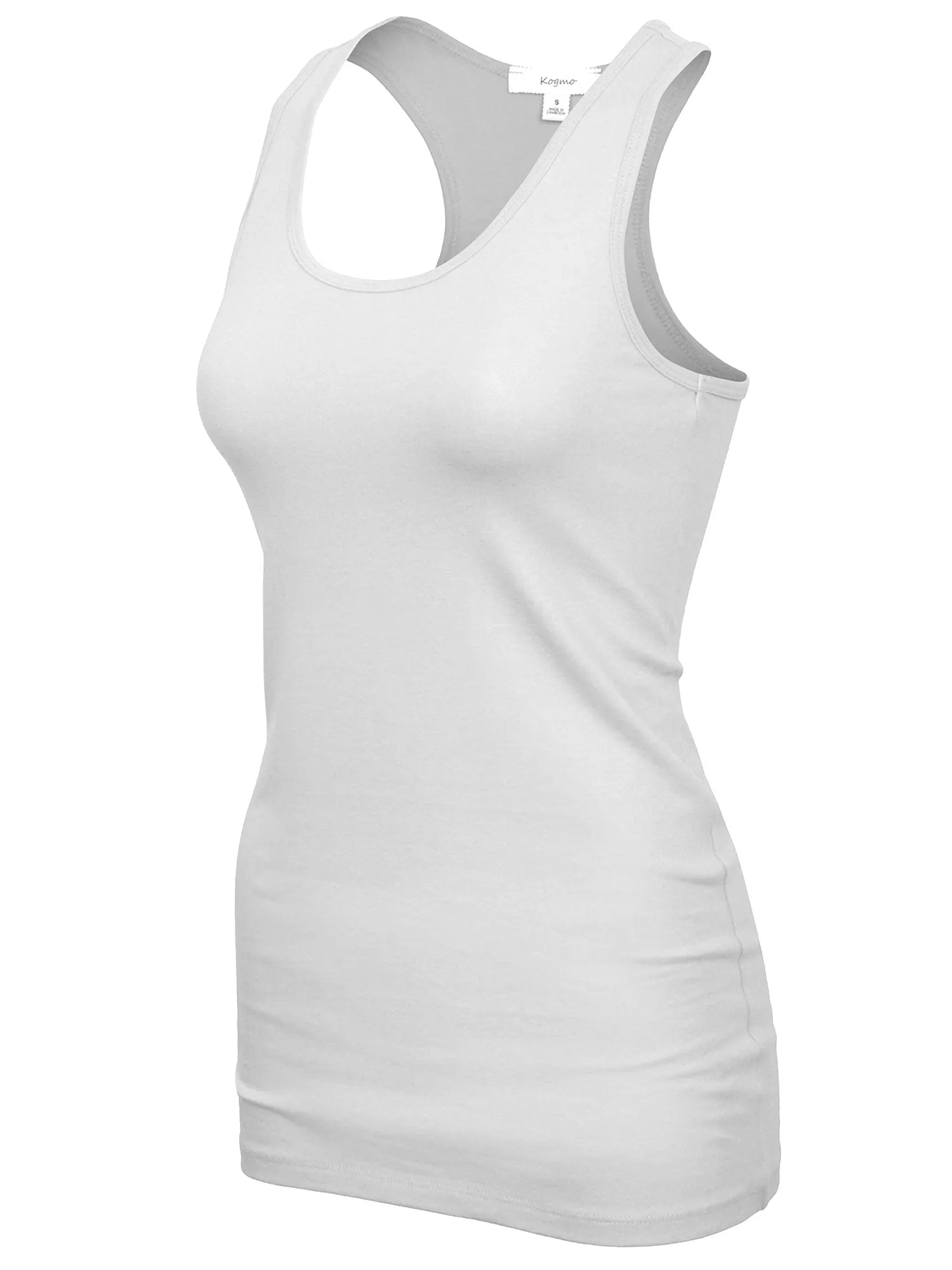 KOGMO Women's Basic Stretchy Cotton Spandex Racerback Tank Top 3-Pack (S-XL)