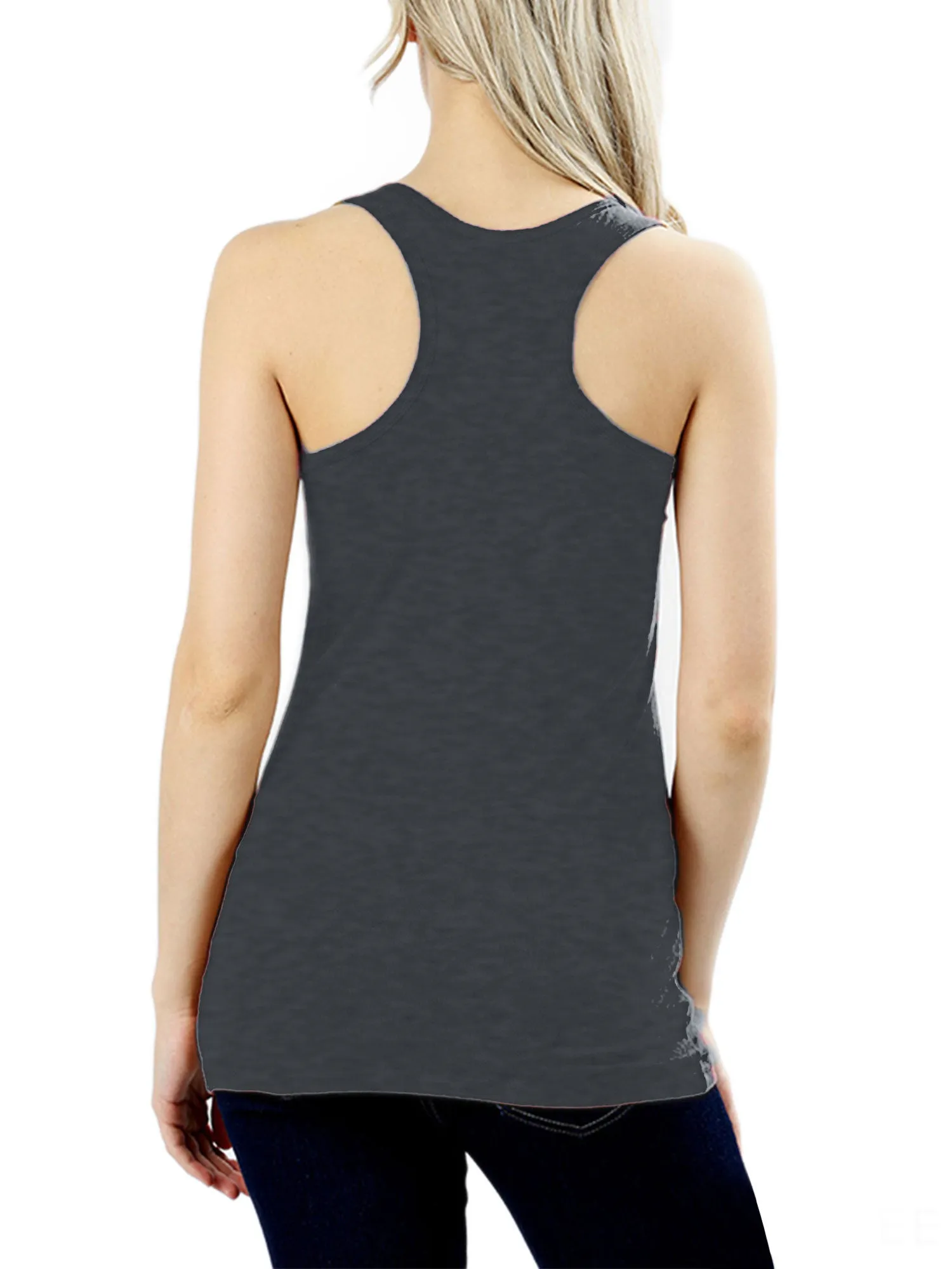 KOGMO Women's Basic Stretchy Cotton Spandex Racerback Tank Top 3-Pack (S-XL)