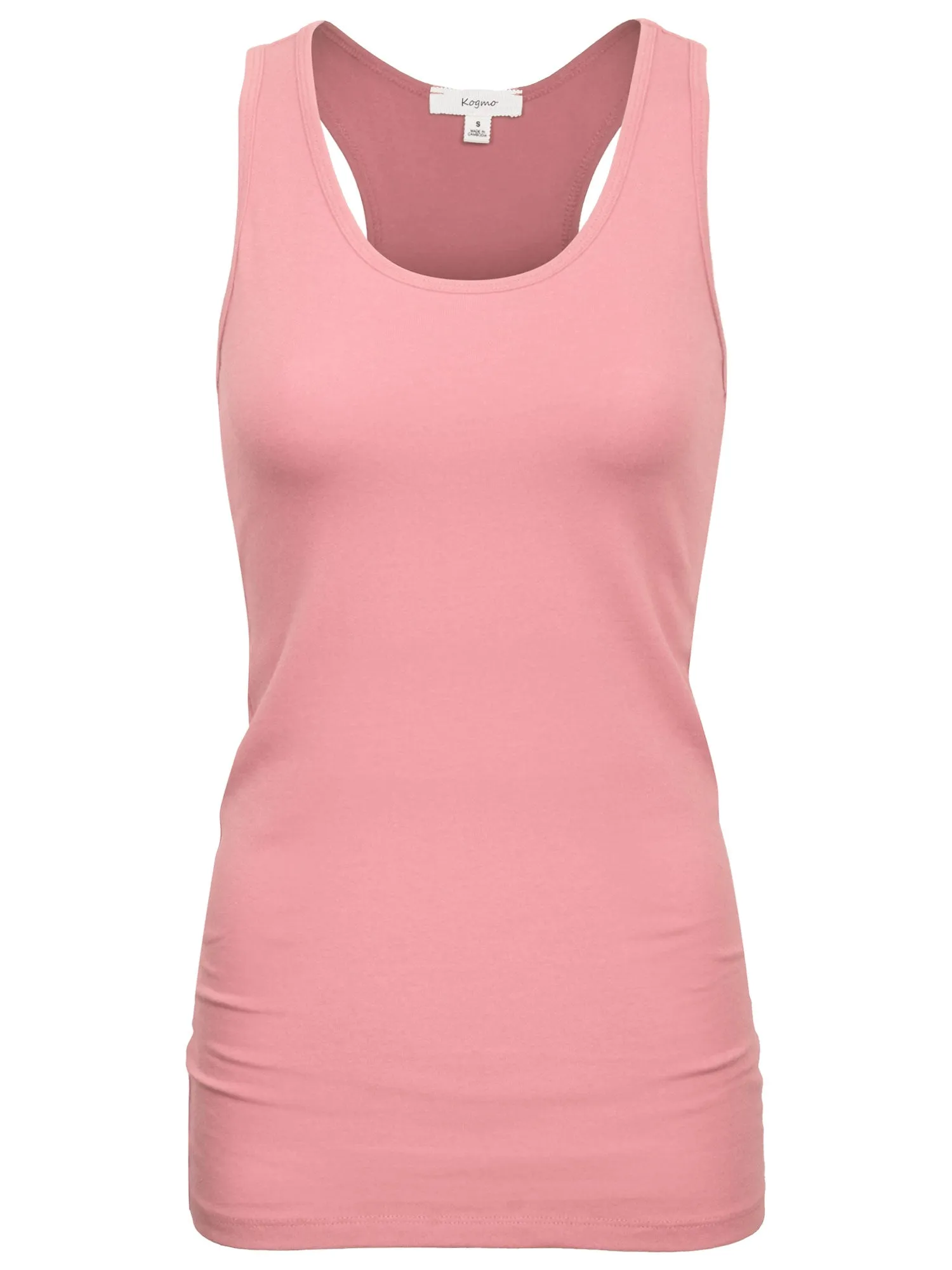 KOGMO Women's Basic Stretchy Cotton Spandex Racerback Tank Top 3-Pack (S-XL)