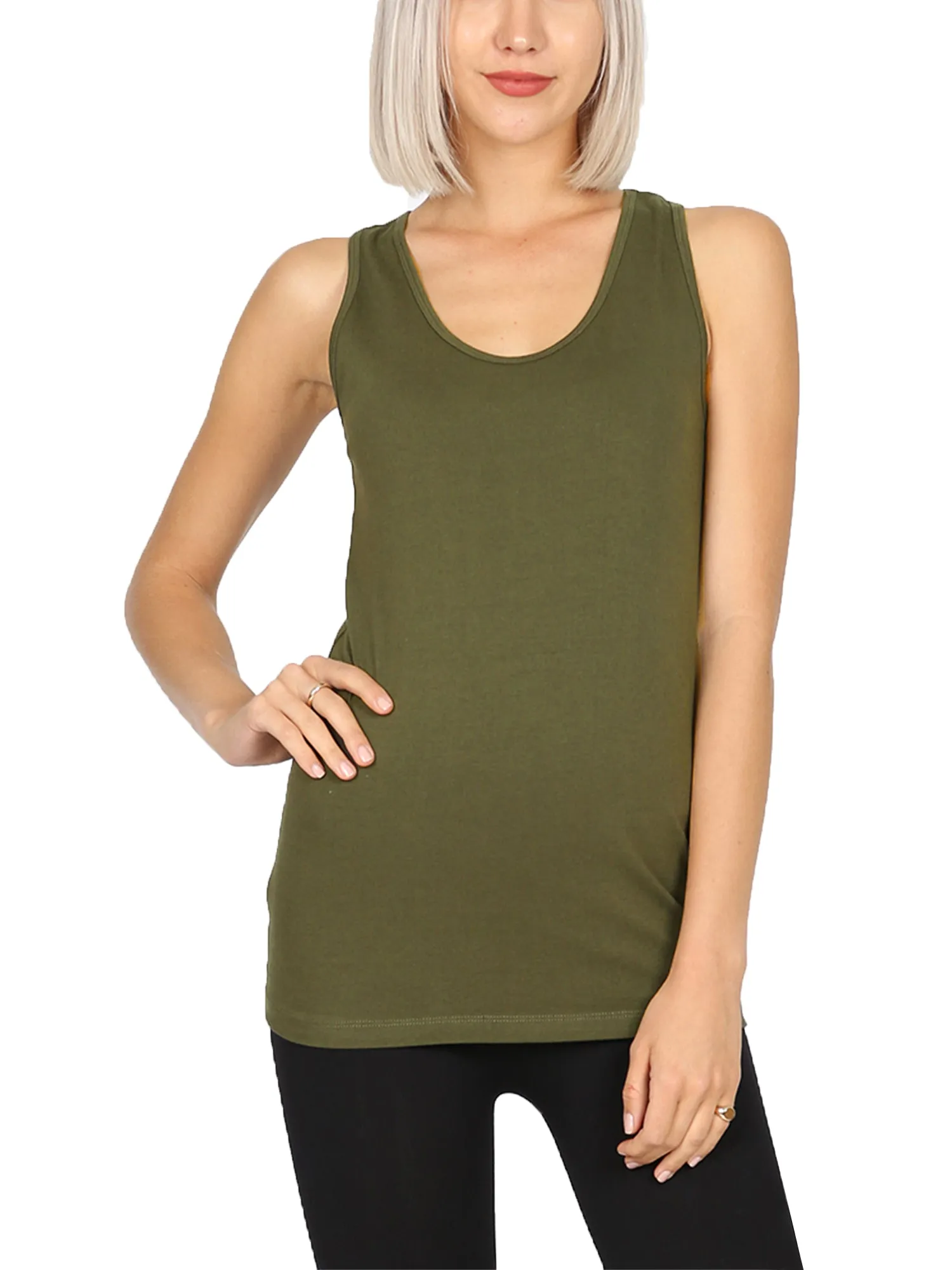 KOGMO Women's Basic Stretchy Cotton Spandex Racerback Tank Top 3-Pack (S-XL)