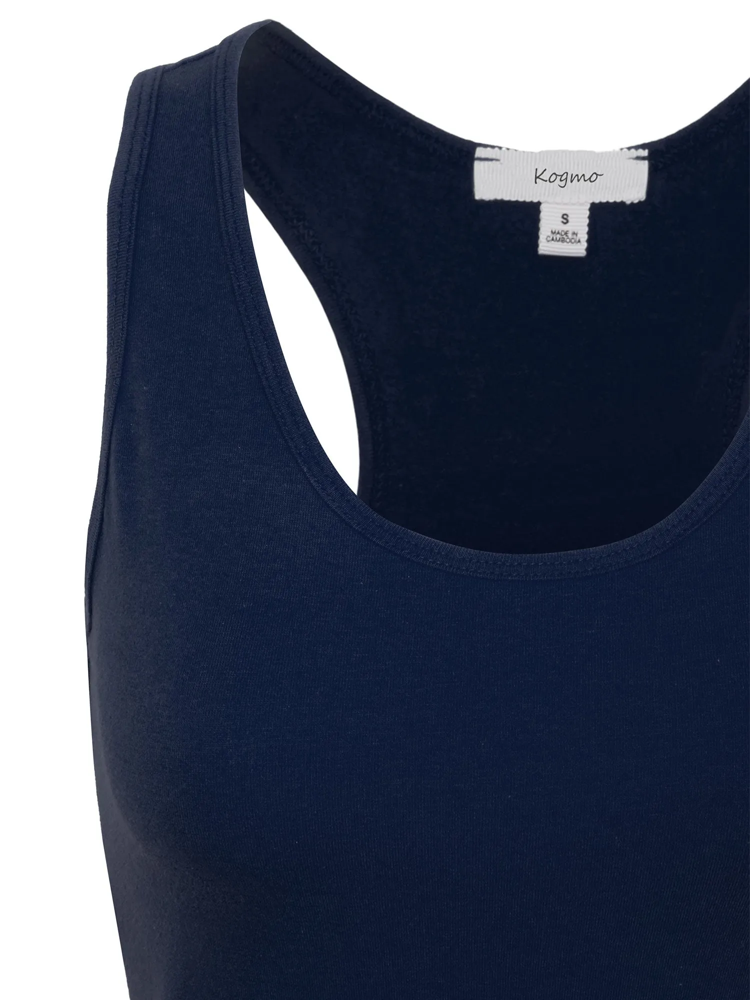 KOGMO Women's Basic Stretchy Cotton Spandex Racerback Tank Top 3-Pack (S-XL)