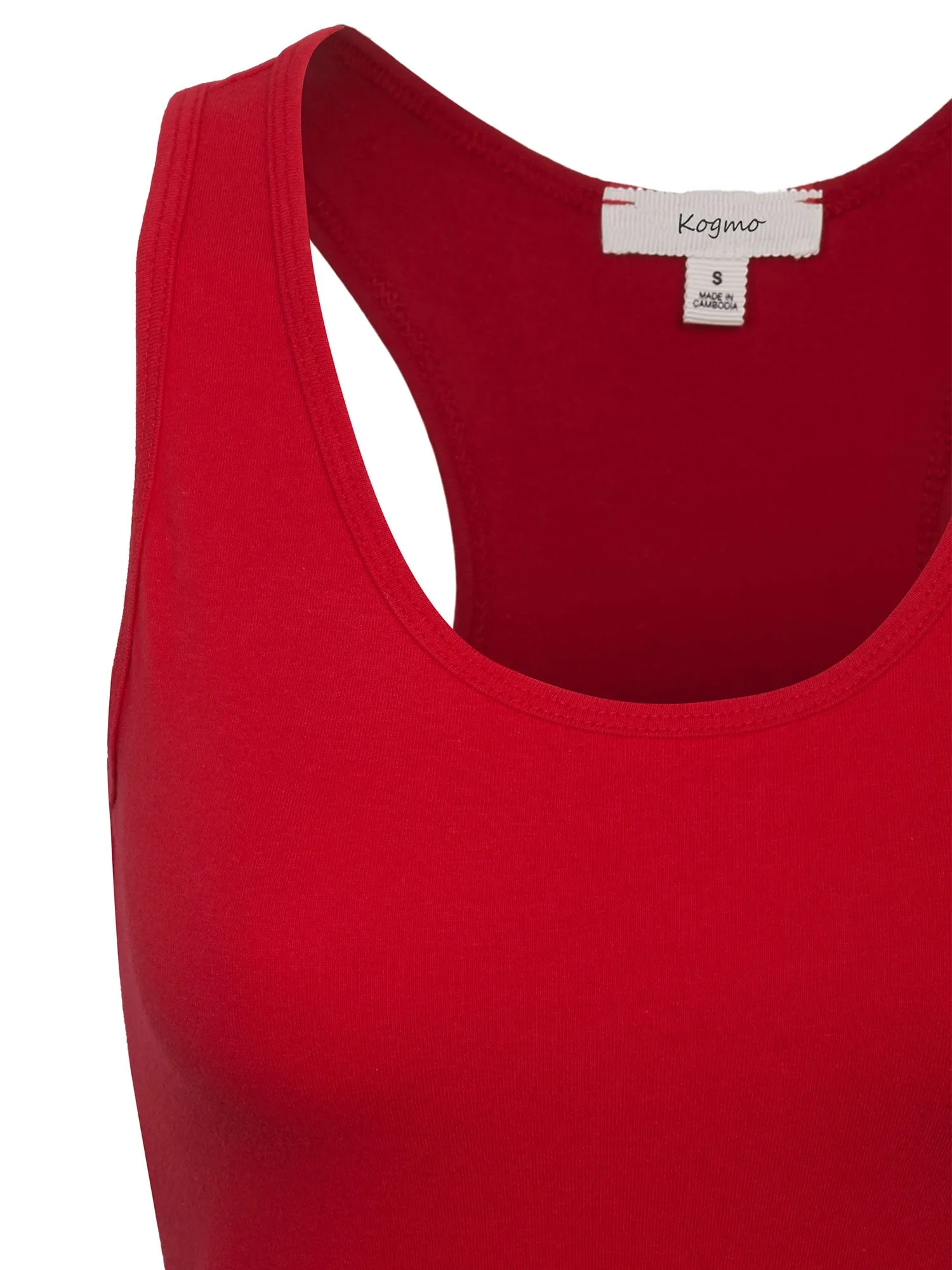 KOGMO Women's Basic Stretchy Cotton Spandex Racerback Tank Top 3-Pack (S-XL)