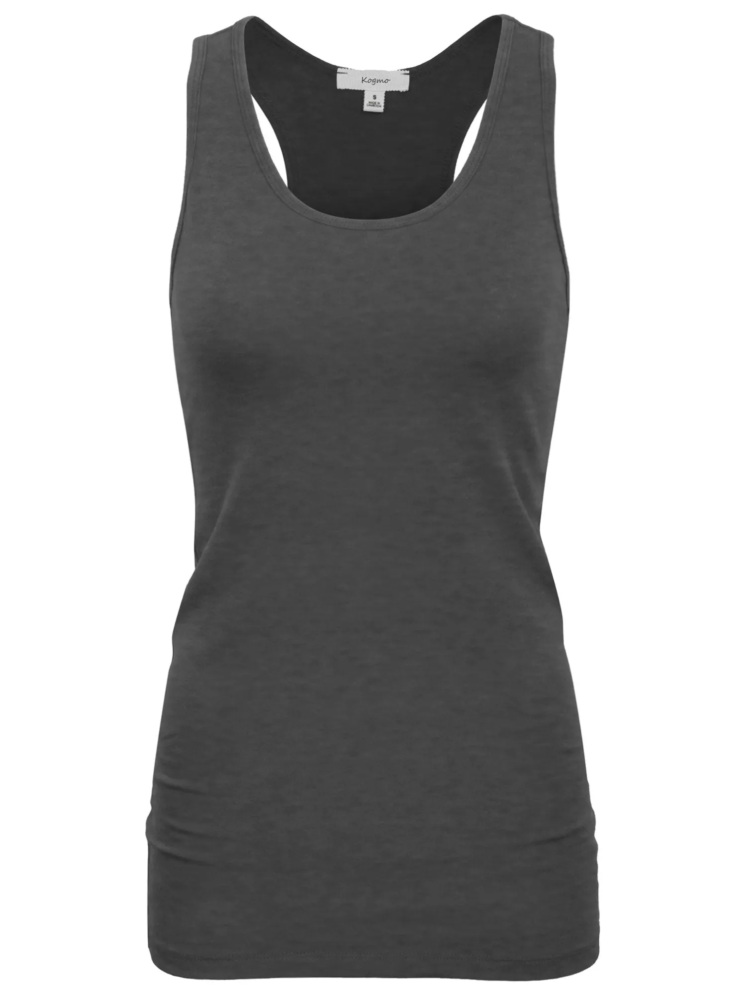 KOGMO Women's Basic Stretchy Cotton Spandex Racerback Tank Top 3-Pack (S-XL)