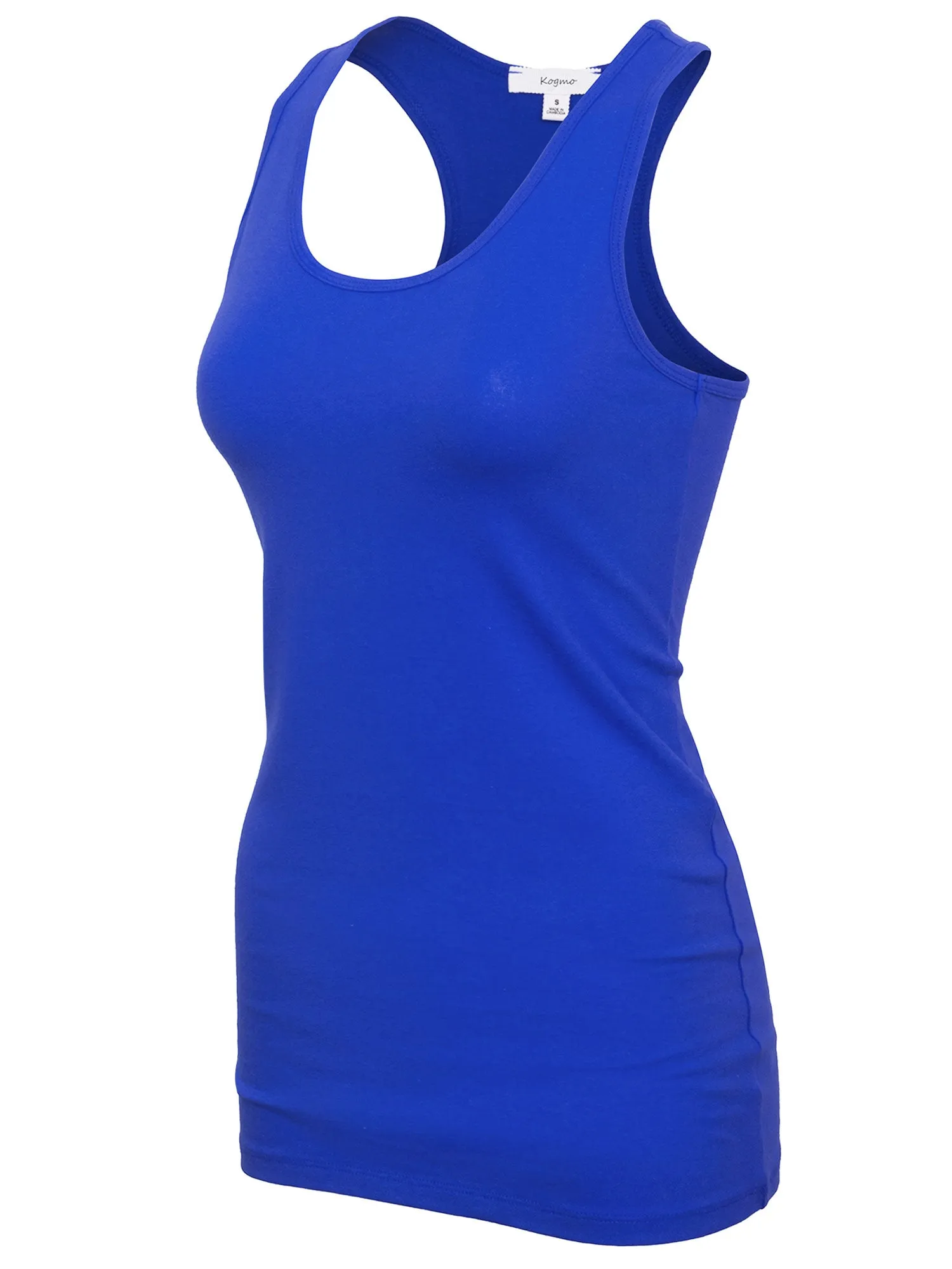 KOGMO Women's Basic Stretchy Cotton Spandex Racerback Tank Top 3-Pack (S-XL)
