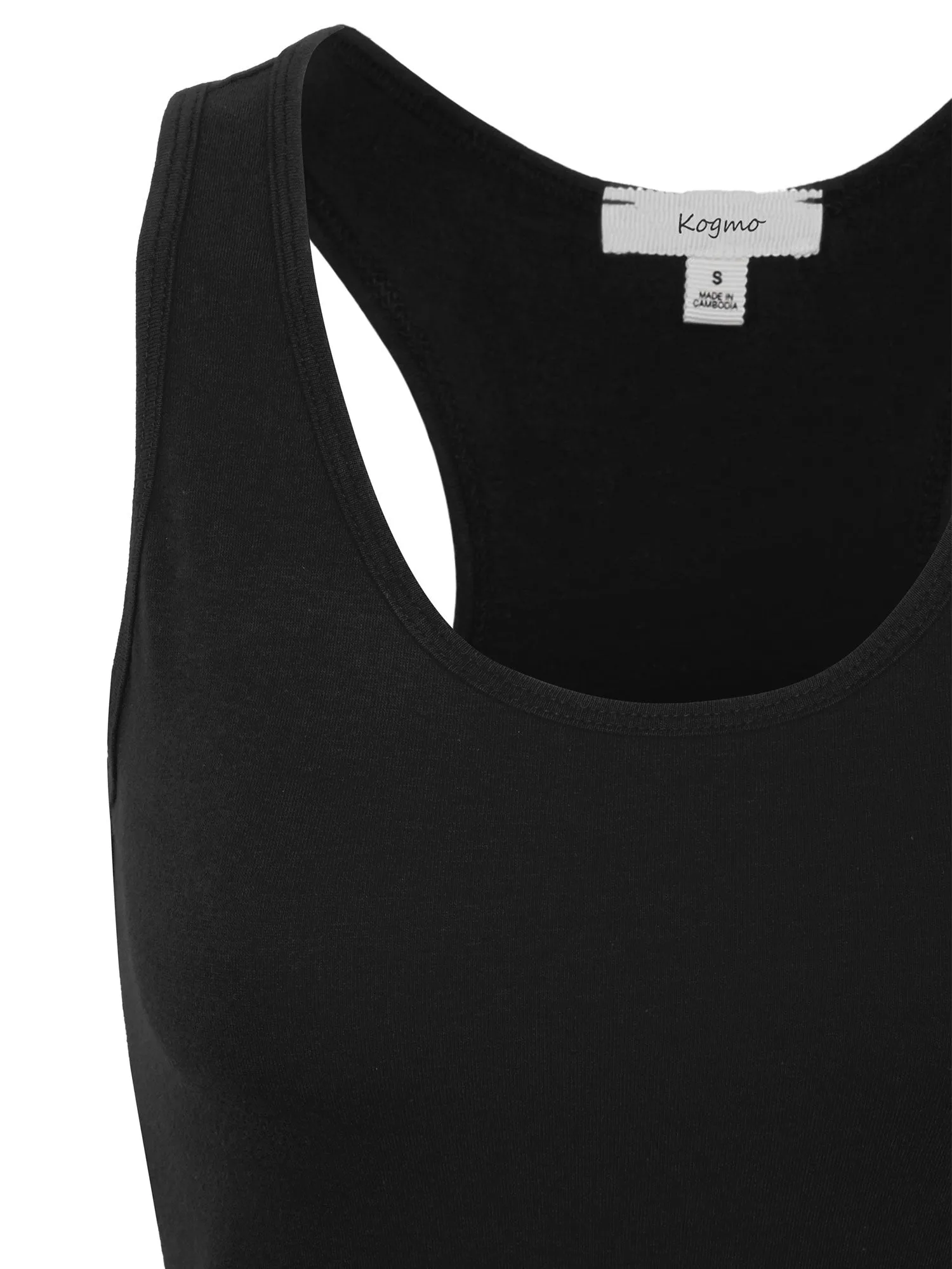 KOGMO Women's Basic Stretchy Cotton Spandex Racerback Tank Top 3-Pack (S-XL)